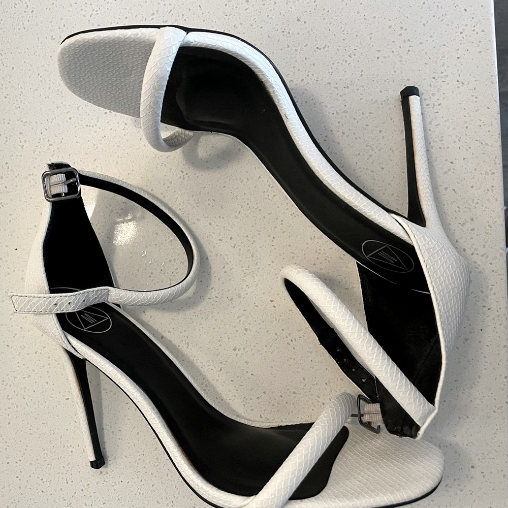 White snakeskin strappy heels (Missguided)